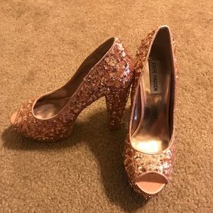 Rose gold sparkly heels